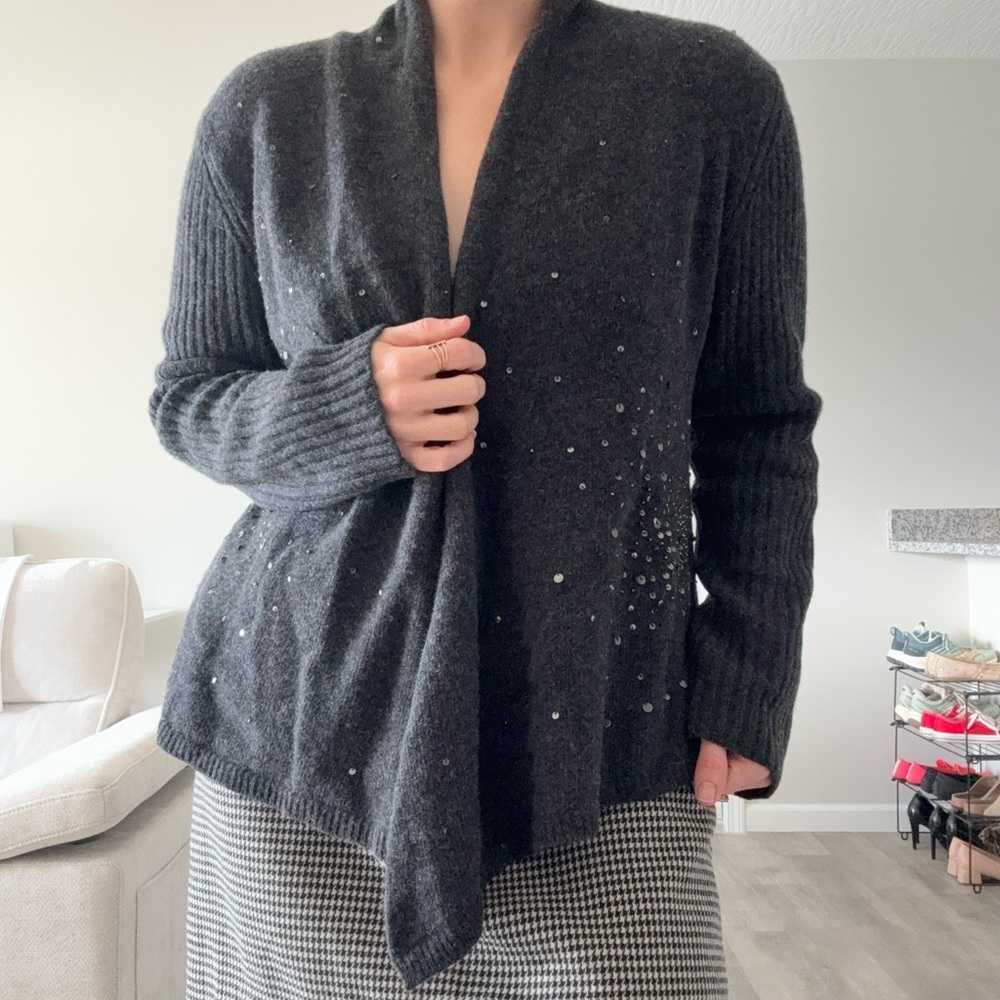 Eileen Fisher Charcoal Cardigan with Sequin Accents